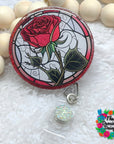 Stained Glass Red Rose Decal