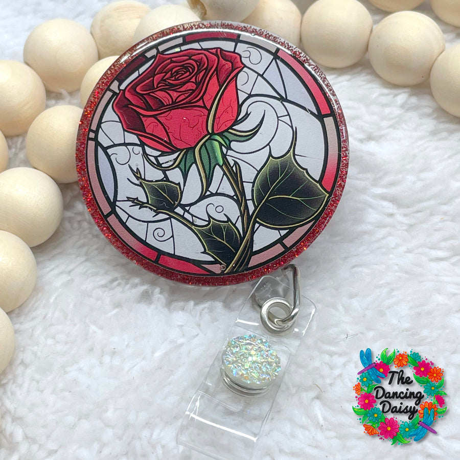 Stained Glass Red Rose Decal