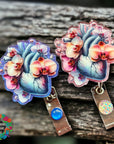 Orchid Floral Heart Decal & Acrylic Blank COMBO