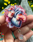 Orchid Floral Heart Decal & Acrylic Blank COMBO