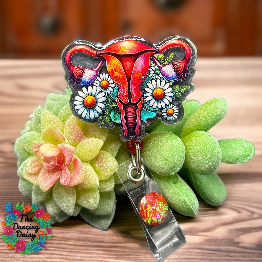 Floral Uterus Decal & Acrylic Blank COMBO