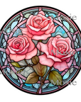 Stained Glass Roses Decal