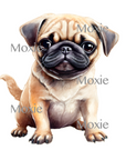 Pug Puppy Decal & Acrylic Blank COMBO