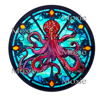 Stained Glass Octopus Decal