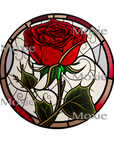 Stained Glass Red Rose Decal