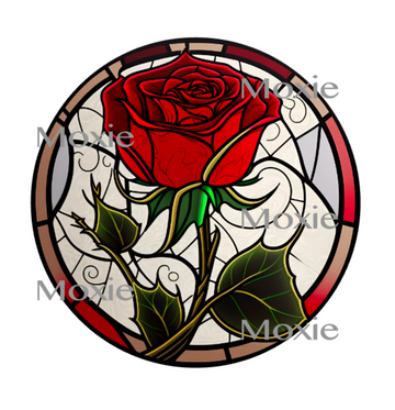 Stained Glass Red Rose Decal