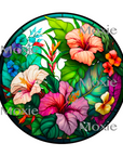 Stained Glass Hibiscus Decal