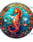 Stained Glass Seahorse Decal