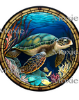 Stained Glass Sea Turtle Decal
