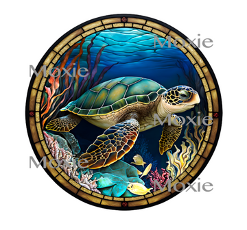 Stained Glass Sea Turtle Decal