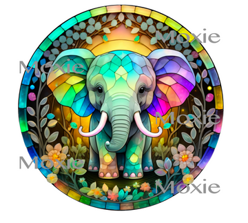 Stained Glass Elephant Decal