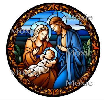 Stained Glass Nativity Decal