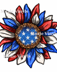 Red White Blue Sunflower UV DTF Transfer