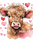Valentine Highland Cow UV DTF