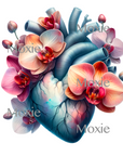 Orchid Floral Anatomical Heart acrylic blank combo decal UV DTF