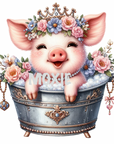 Glamour Pig in Bath UV DTF