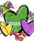 Mardi Gras Hearts UV DTF