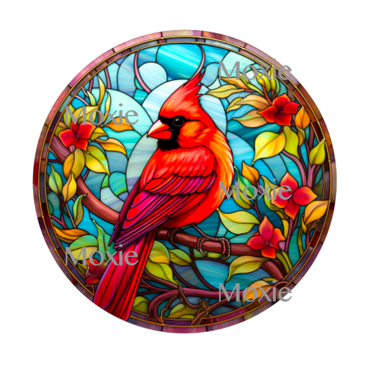 Stained Glass Cardinal Decal Moxie Vinyls 2817