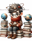 Boy Reading Books UV DTF