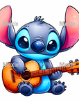 Stitch Guitar UV DTF