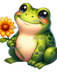 Frog Holding Sunflower Decal & Acrylic Blank COMBO