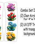 Flower Cactus Hair Clip UV DTF/Blanks Combo