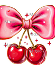 Cherries Bow Decal & Acrylic Blank COMBO