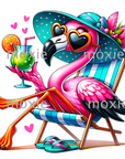 Flamingo Sunbathing Decal & Acrylic Blank COMBO
