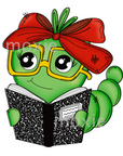 Book Worm Decal & Acrylic Blank COMBO