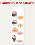 Sushi bookmark UV DTF decal shown on an acrylic bookmark blank, blanks sold separately