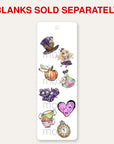Wonderland bookmark UV DTF decal shown on an acrylic bookmark blank, blanks sold separately