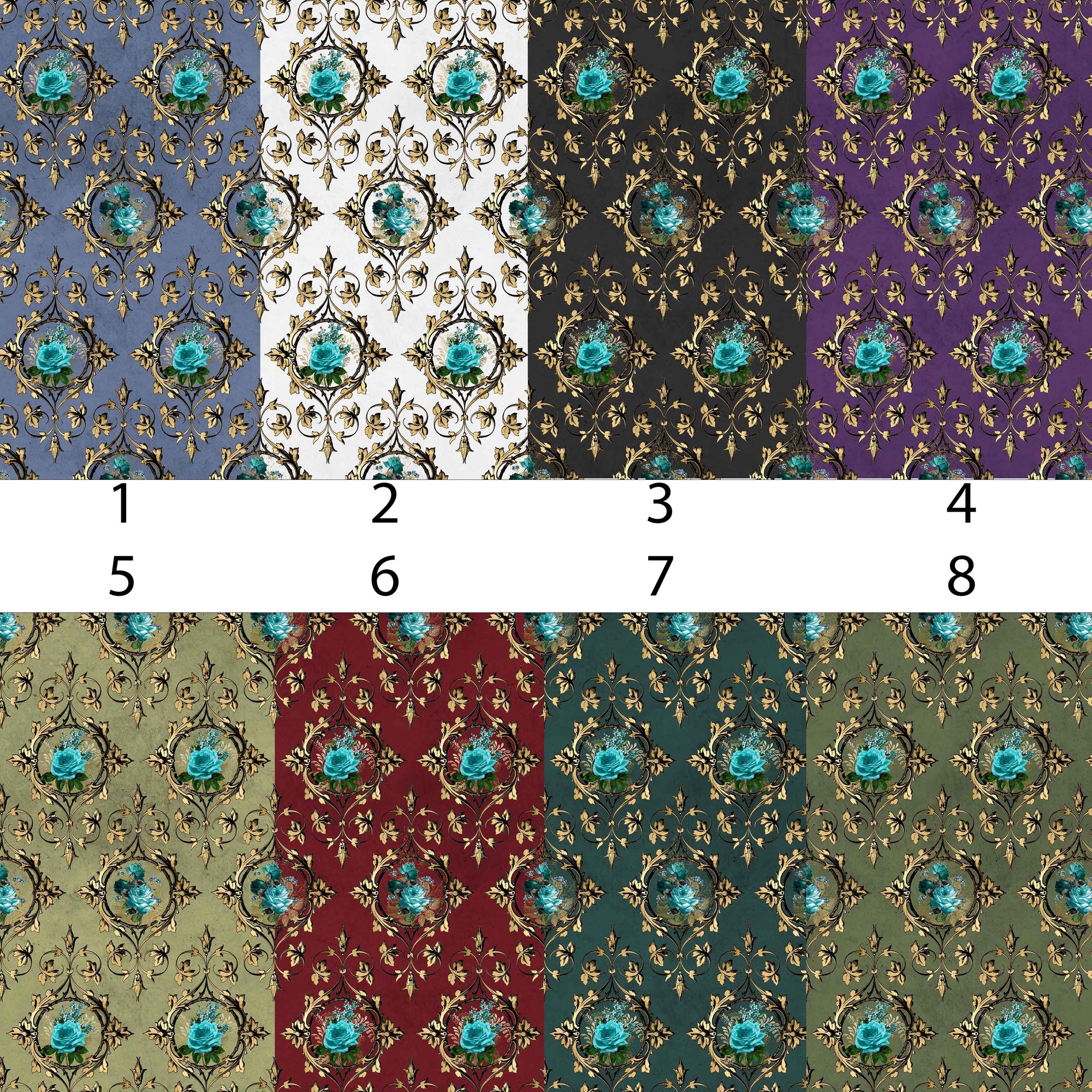 Baroque Teal Floral Vinyl