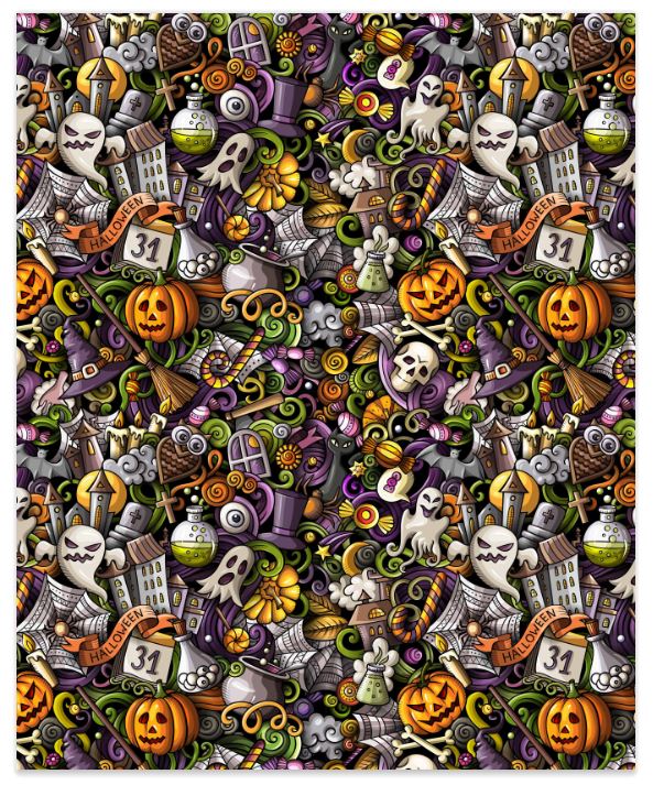 Doodle Halloween Faux Leather