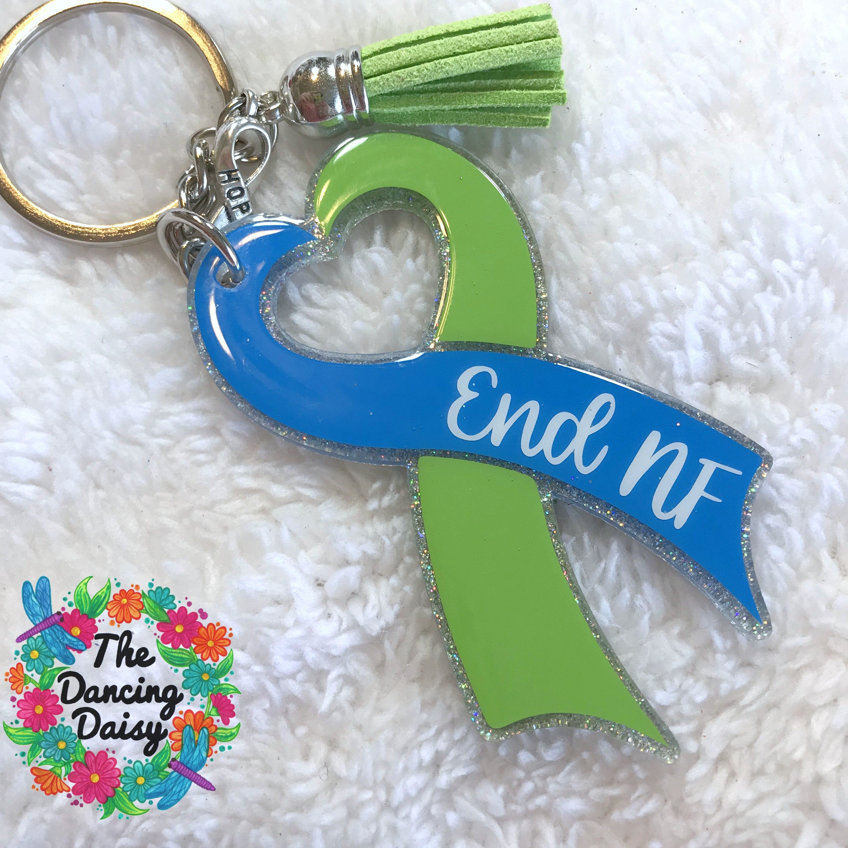 Acrylic Cancer Ribbon Keyring Blanks (7cm Pack of 15)