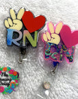 Peace Love RN Badge Reel Blank