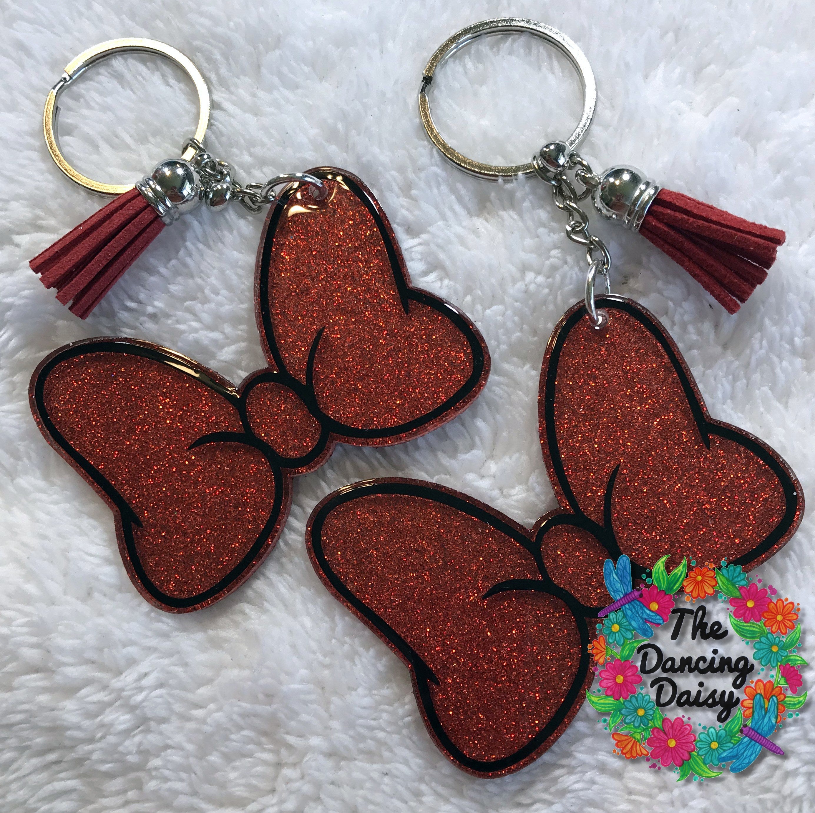 Minnie Mouse Face Leather Keychain