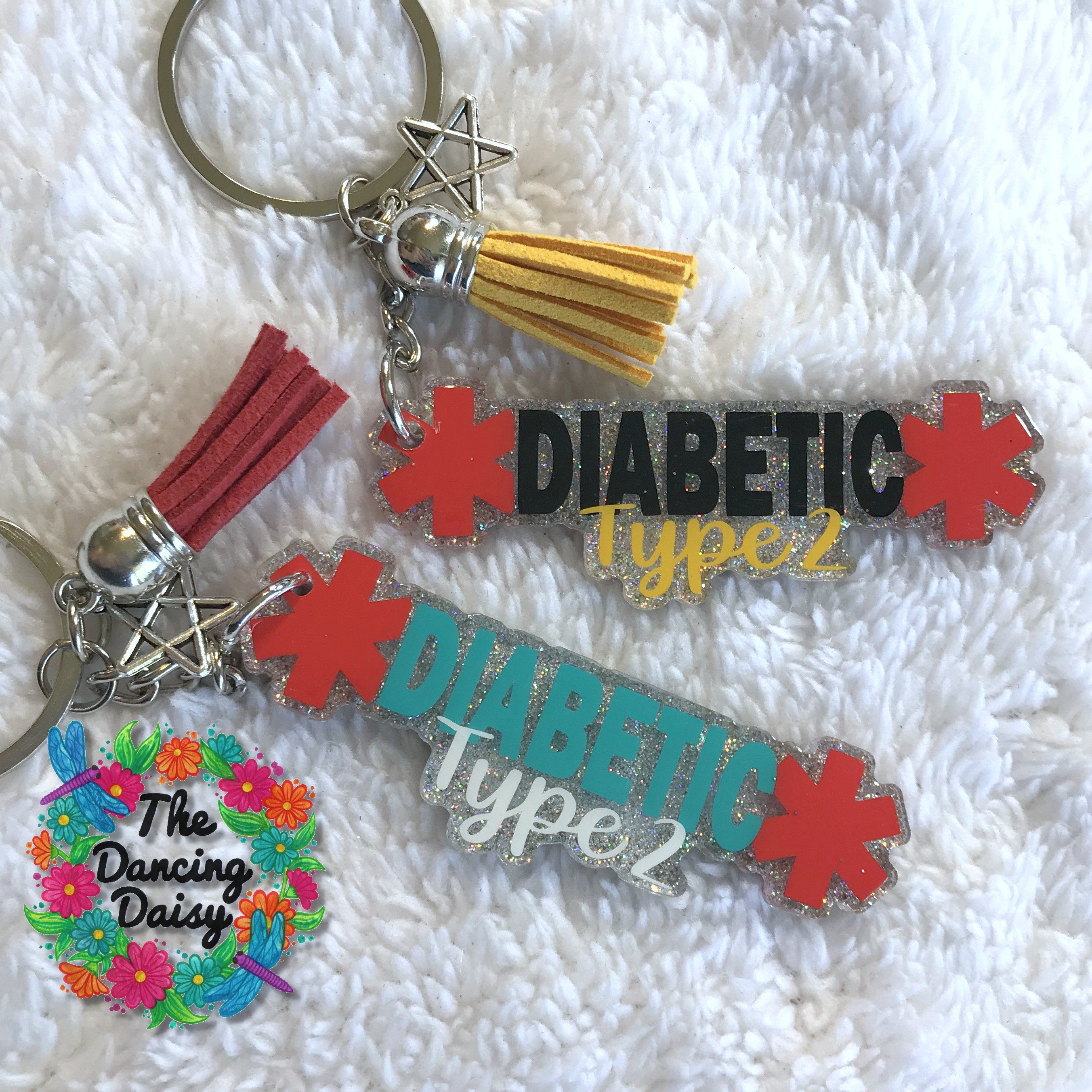 Diabetic Type 2 Medical Alert Acrylic Key Chain Blank Moxie Vinyls