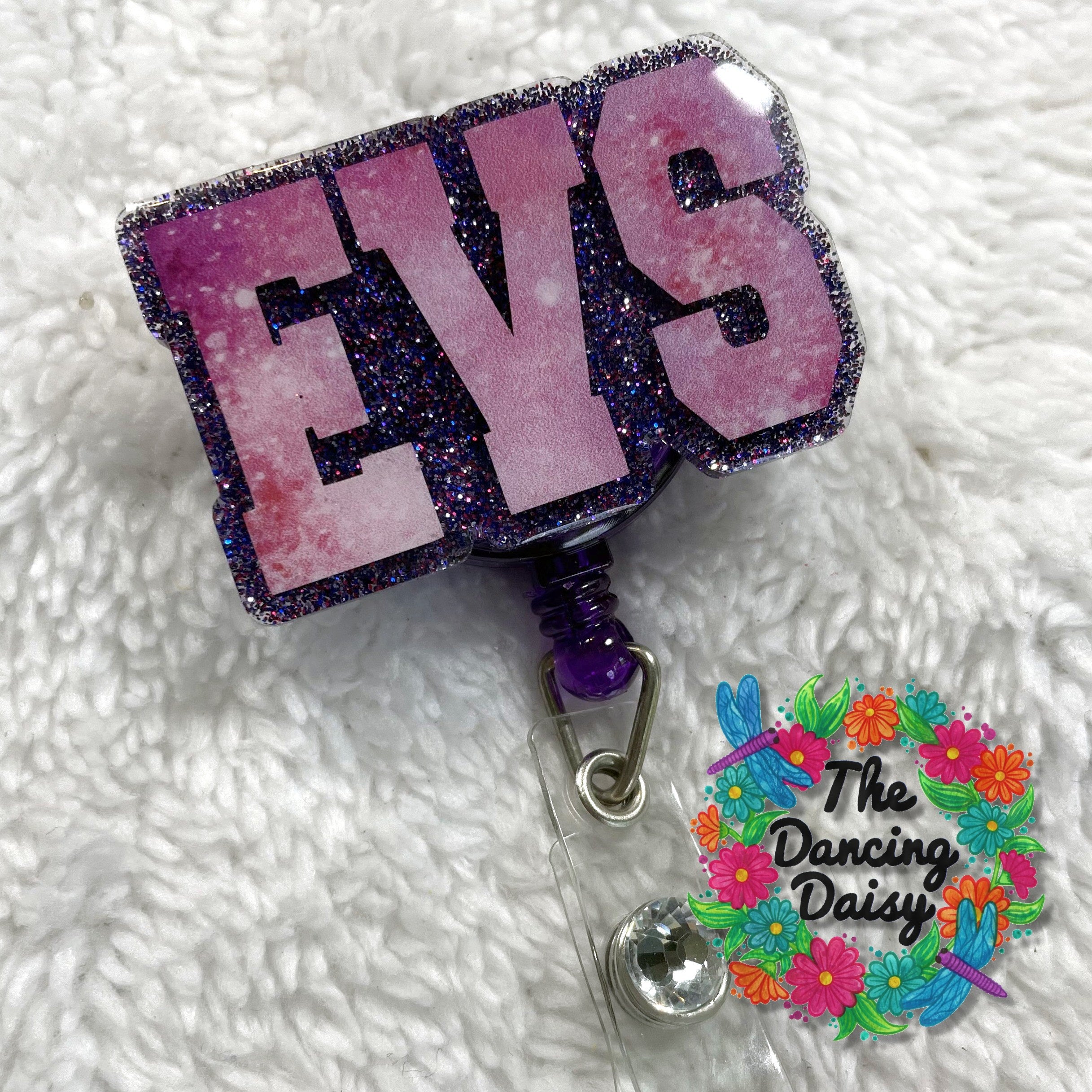 I'm Monogrammed  Painted Glitter EVS Badge Reel
