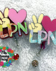 Peace Love LPN Badge Reel Blank