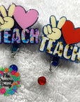 Peace Love TEACH Badge Reel Blank