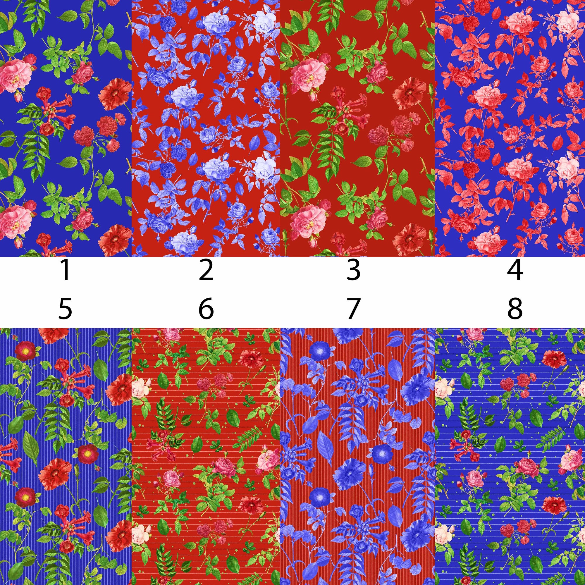 Red & Blue Floral Vinyl