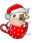 Christmas Cow Decal & Acrylic Blank COMBO