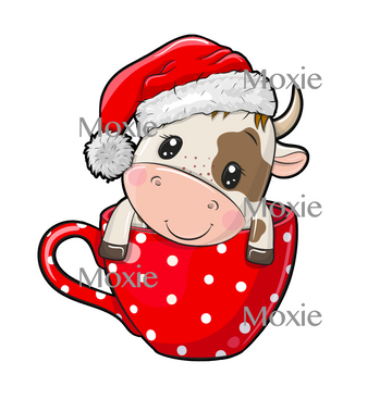 Christmas Cow Decal & Acrylic Blank COMBO