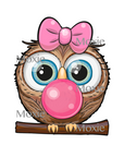 Owl Bubblegum Decal & Acrylic Blank COMBO