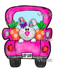 Pink Easter Bunny Truck Decal & Acrylic Blank COMBO