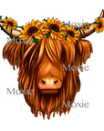 Highland Cow Sunflowers Decal & Acrylic Blank COMBO