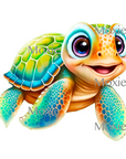 Blue Green Sea Turtle Decal & Acrylic Blank COMBO