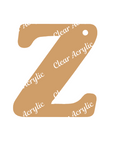 Alphabet Letter Z Clear Acrylic Blank for Keychain Ornaments