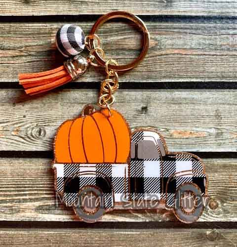 Pumpkin Vintage Truck Acrylic Blank