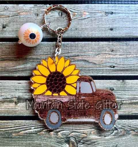 Sunflower Vintage Truck Acrylic Blank